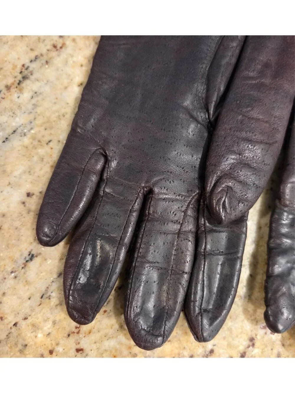 Vintage Womens Size S 6.5 Brown Leather Lined Gloves Fownes